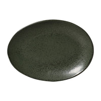 Dark green ceramic plate on a white background
