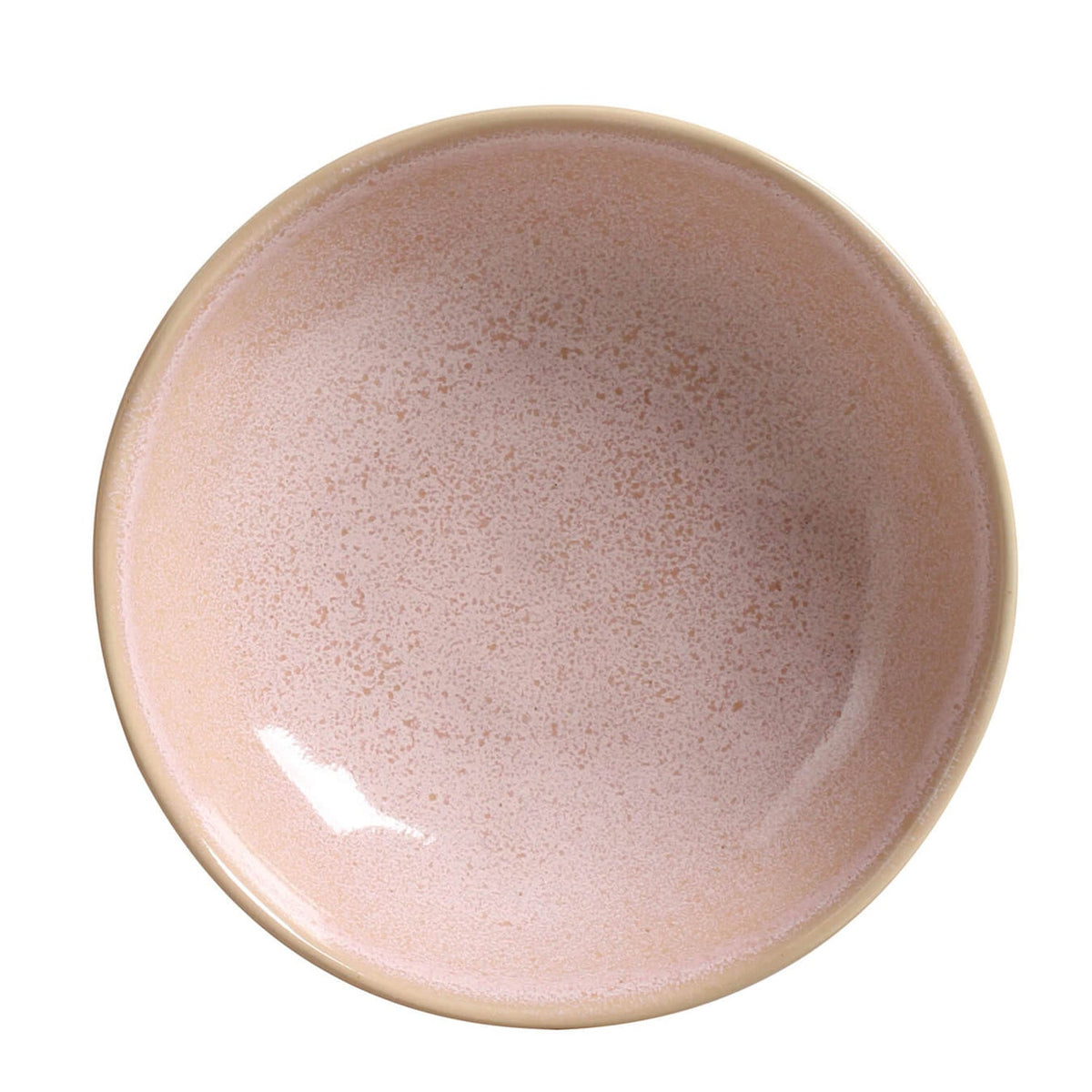 Ceramic bowl with a speckled finish on a white background