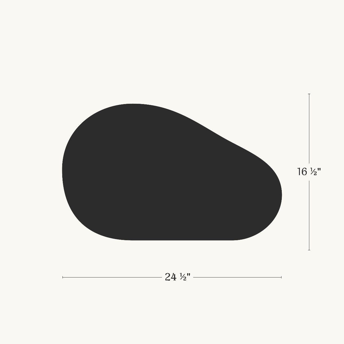Black shape with measurements on a white background