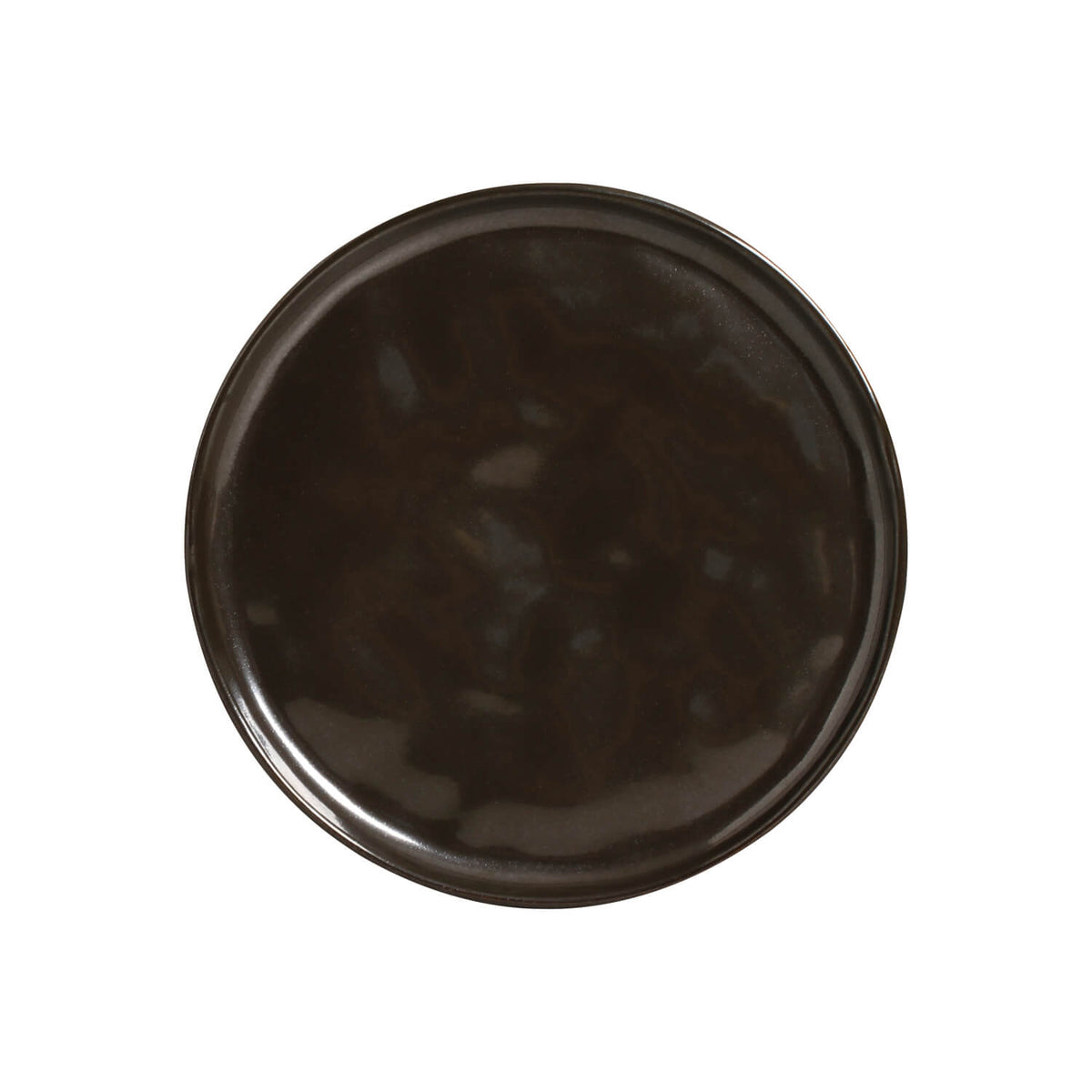 Dark ceramic plate on a white background