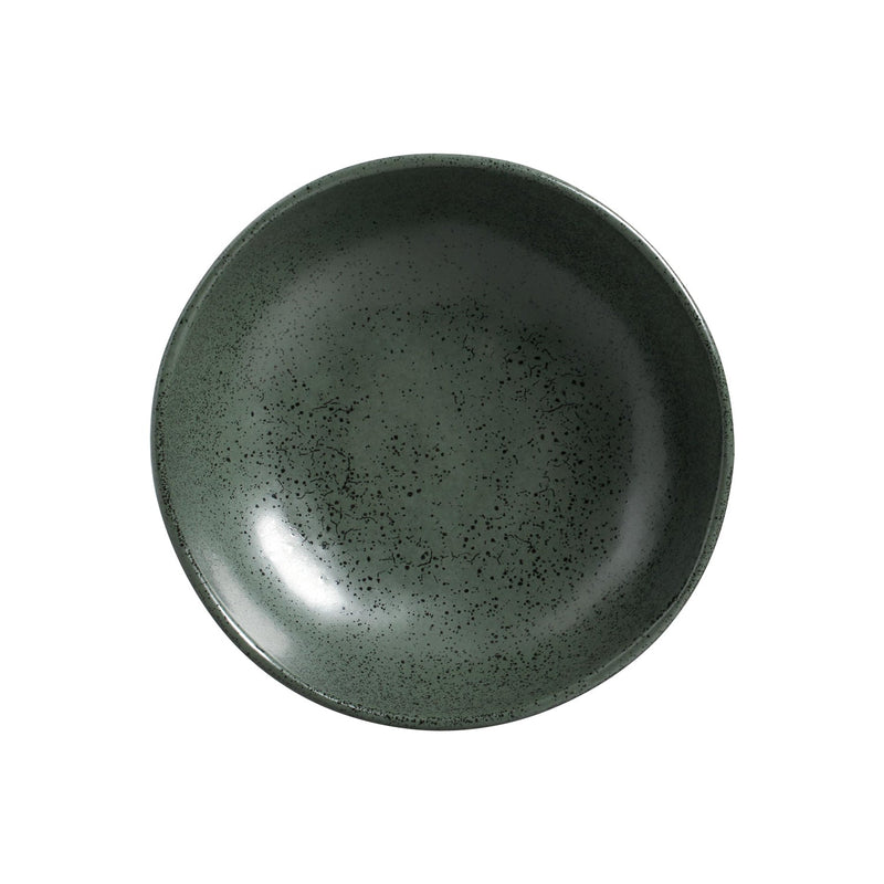 Green ceramic bowl on a white background