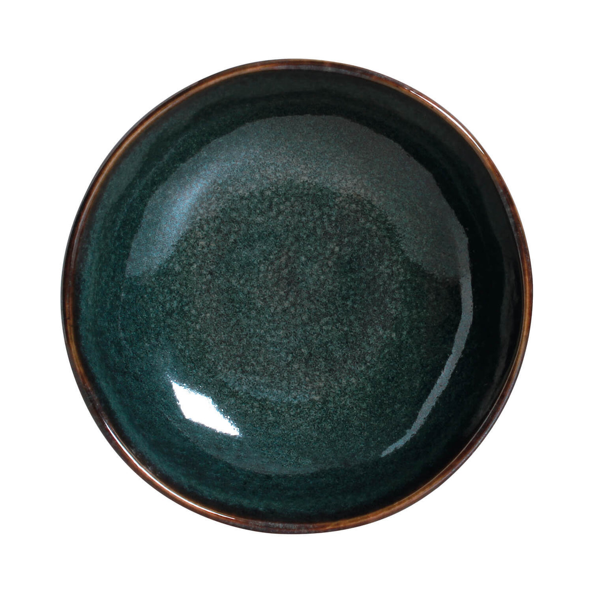 Deep teal ceramic bowl on a white background