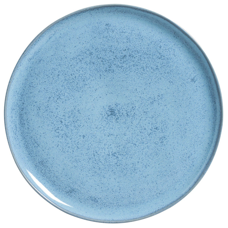 Blue ceramic plate on a white background
