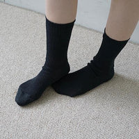 Nishiguchi Kutsushita Linen Ribbed Socks Charcoal