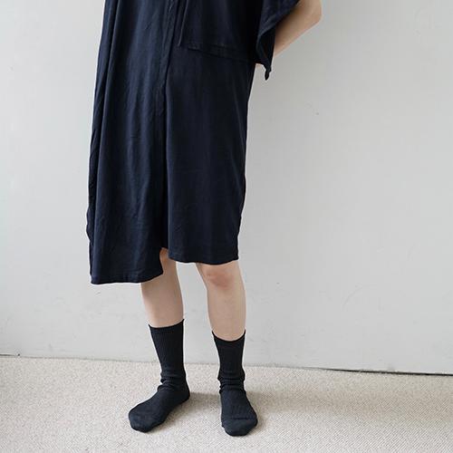 Nishiguchi Kutsushita Linen Ribbed Socks Charcoal