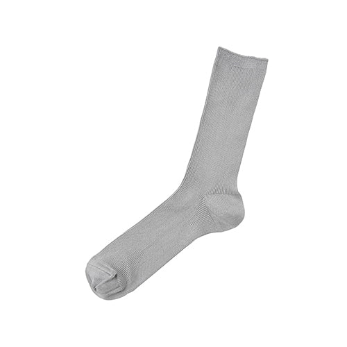 Nishiguchi Kutsushita Giza Cotton Ribbed Socks Silver Gray