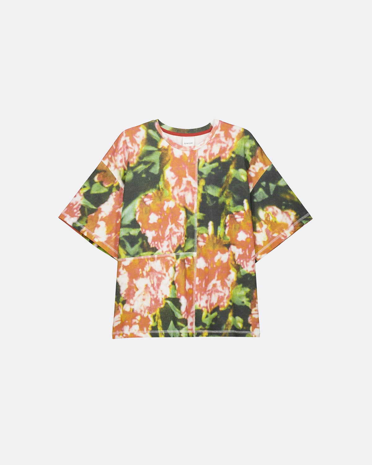 Floral patterned t-shirt on a white background