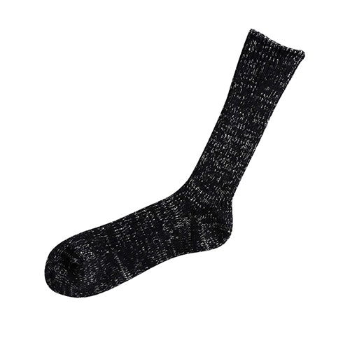 Nishiguchi Kutsushita Hemp Cotton Ribbed Socks Black