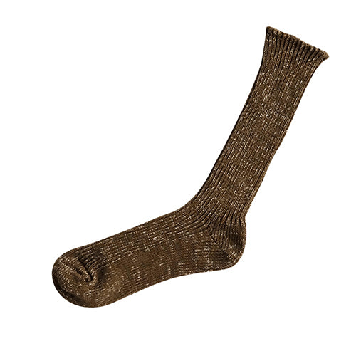 Nishiguchi Kutsushita Hemp Cotton Ribbed Socks Khaki Moss