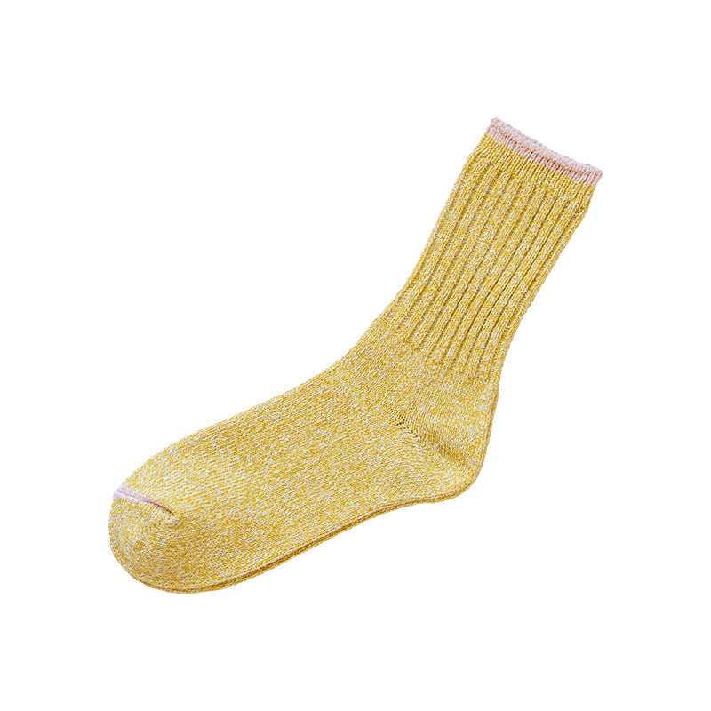 Yellow crew sock on a white background