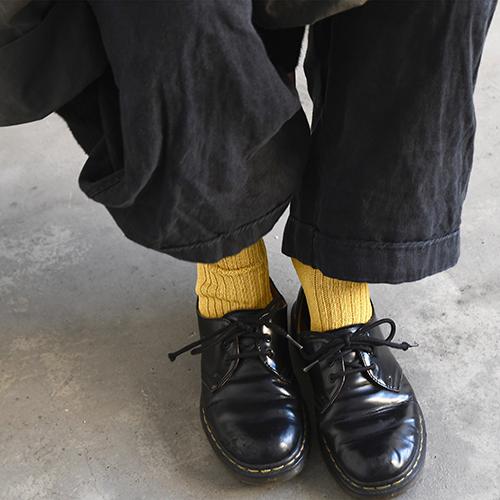 Nishiguchi Kutsushita Linen Ribbed Ankle Socks Yellow