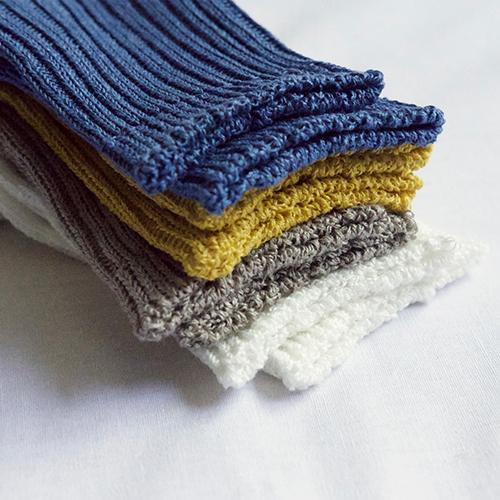 Nishiguchi Kutsushita Linen Ribbed Ankle Socks