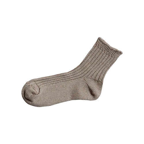 Nishiguchi Kutsushita Linen Ribbed Ankle Socks Beige