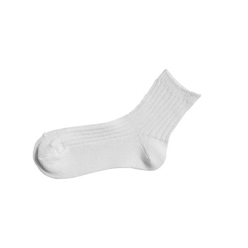 Nishiguchi Kutsushita Linen Ribbed Ankle Socks Off White