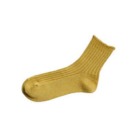 Nishiguchi Kutsushita Linen Ribbed Ankle Socks Yellow