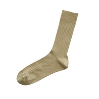 Nishiguchi Kutsushita Silk Cotton ribbed Socks Beige