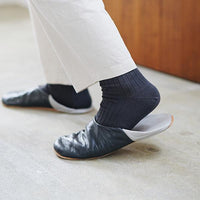 Nishiguchi Kutsushita Silk Cotton Ribbed Socks Charcoal