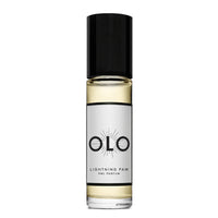 Perfume roller bottle labeled 'OLO Lightning Paw' on a white background