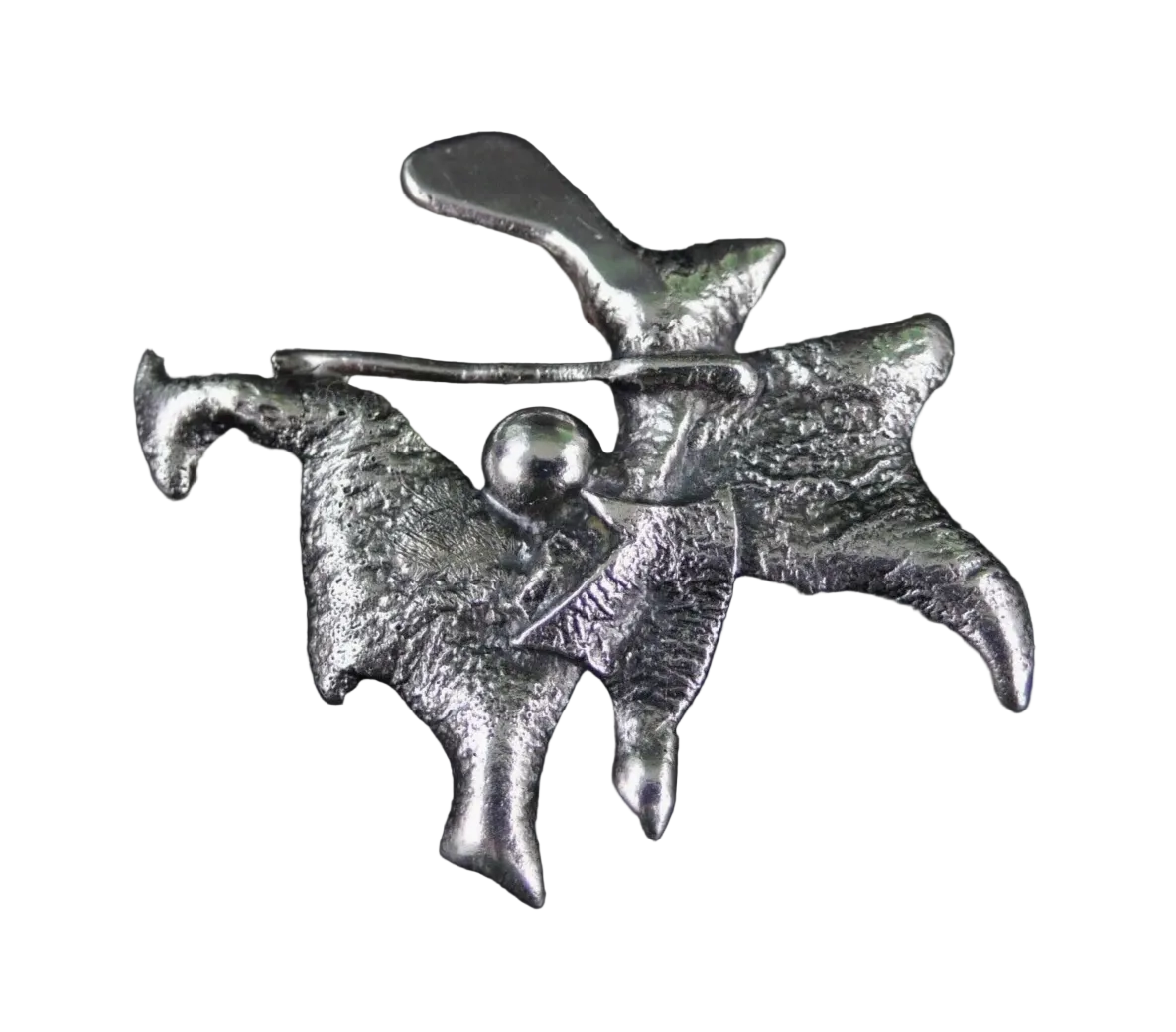 Silver Abstract Brutalist Brooch on a white background