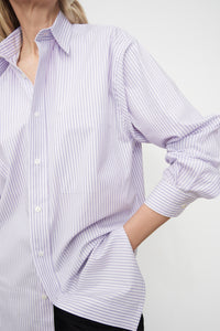 Kowtow Clothing James Shirt Lilac Stripe