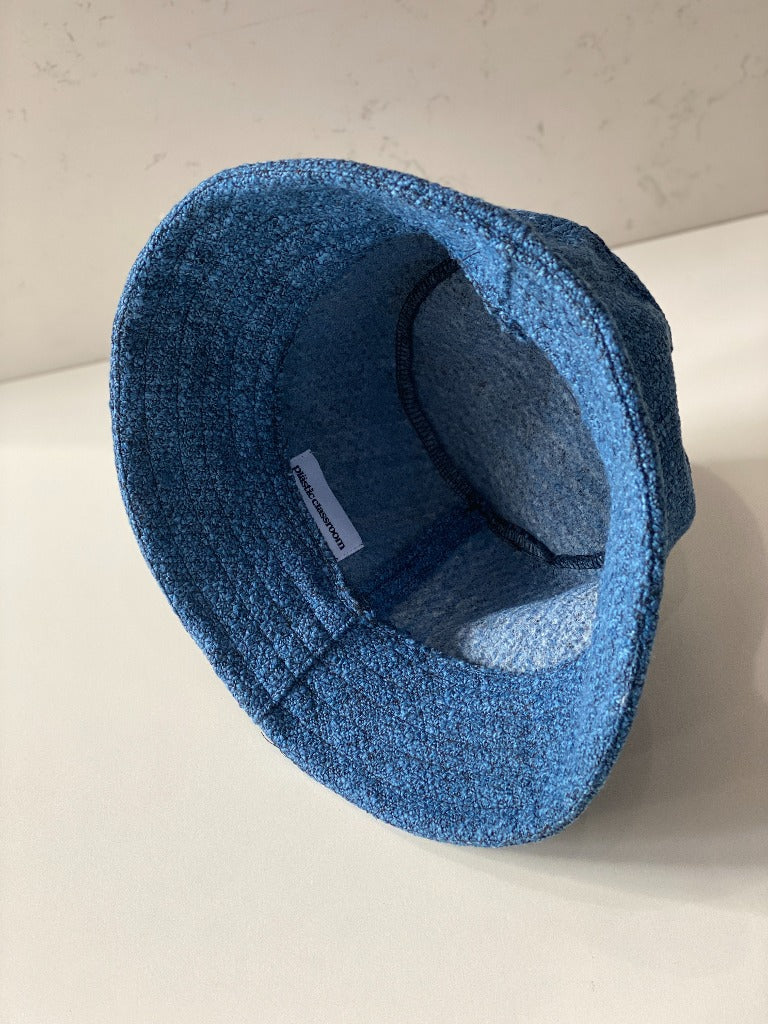 Plastic Classroom Unisex Bucket Hat Deadstock Blue Tweed