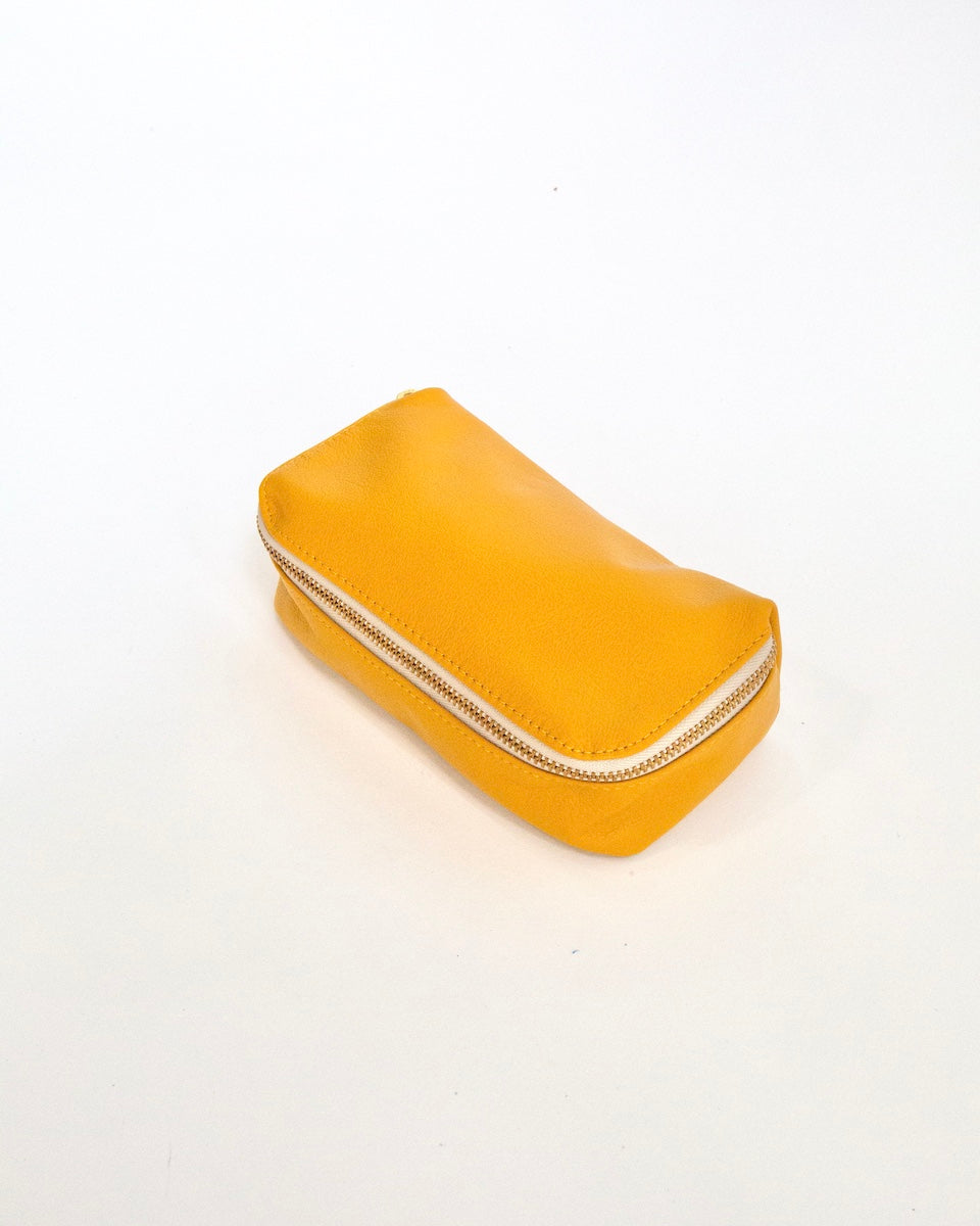 Erin Templeton Kiss and Makeup Bag Mustard Leather