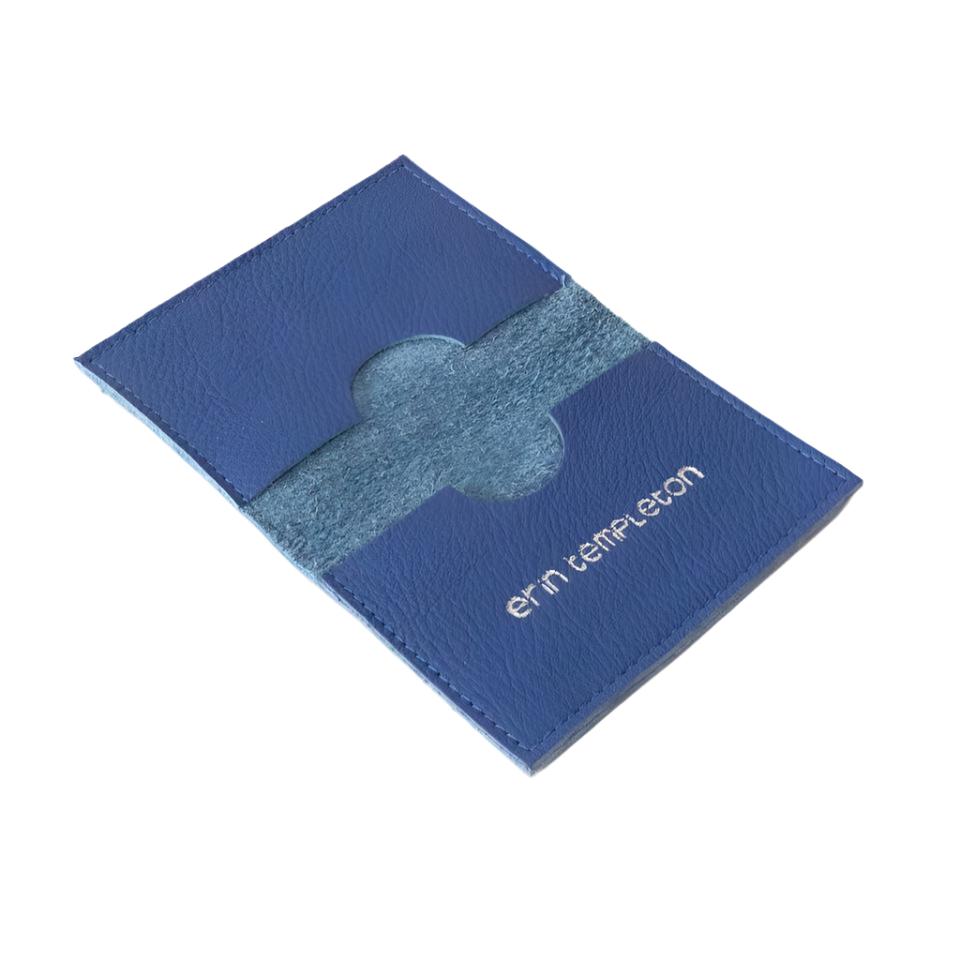 Erin Templeton Card Case Wallet Blue Leather