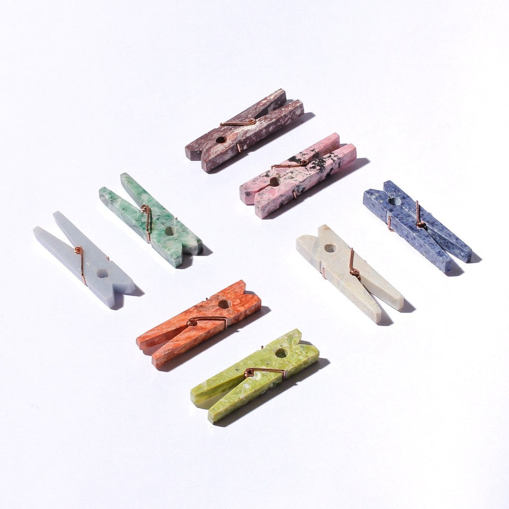 D.A.R. Proyectos Kux Stone Objects Gemstone Laundry Clips Set of 2