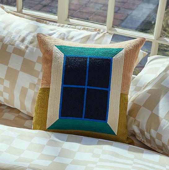Dusen Dusen Window Embroidered Throw Pillow