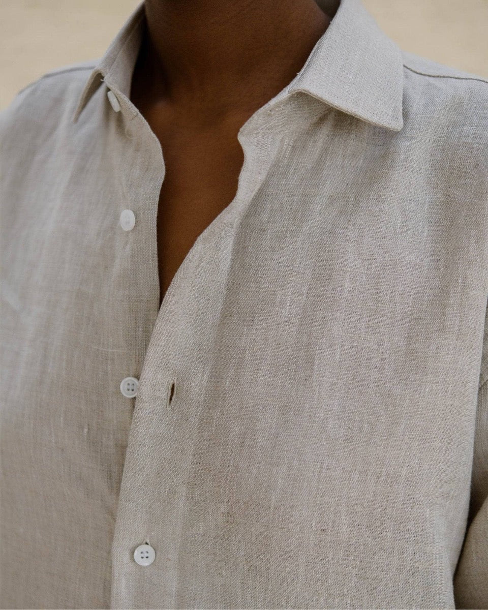 Baserange Ole Shirt Long Sleeve Button Up Undyed Linen – Burke